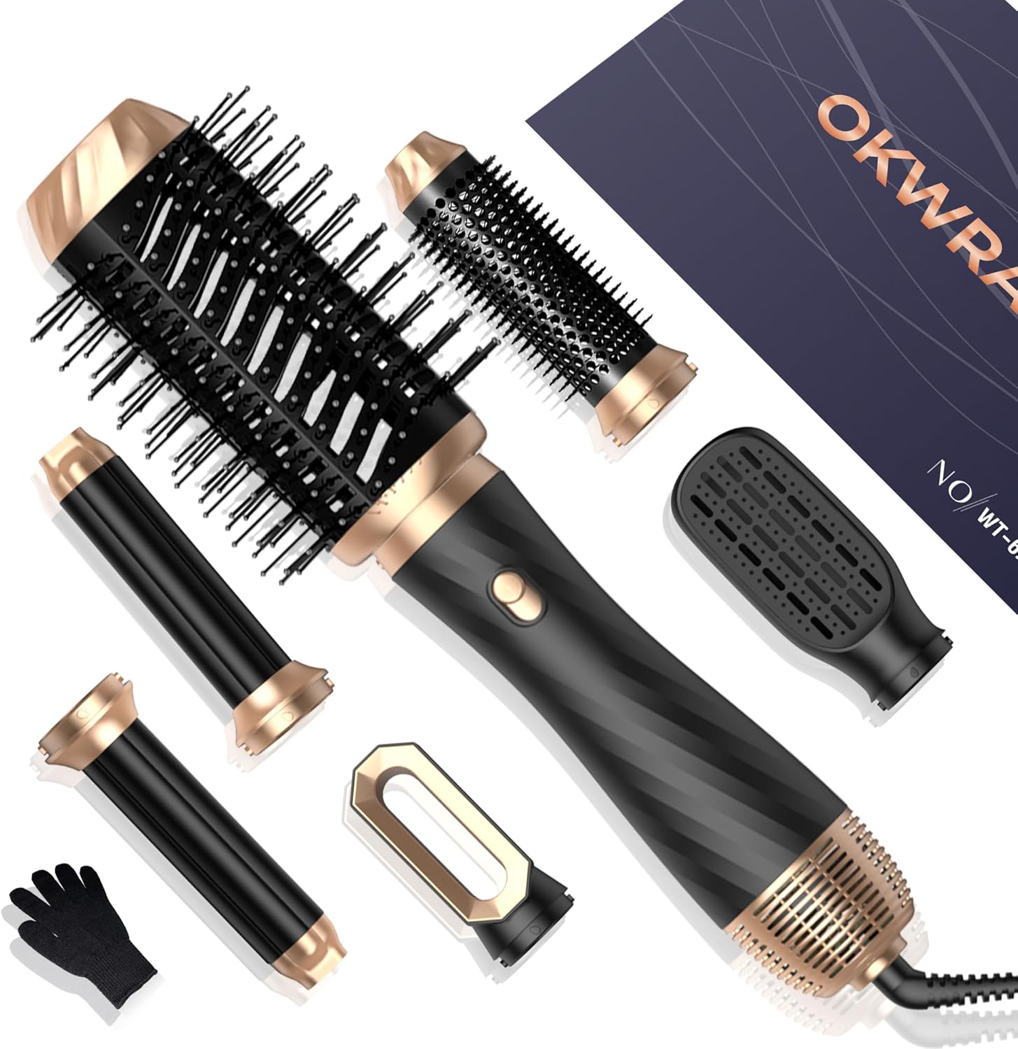 Brosse soufflante multifonction 6 en 1, sèche, lisse, boucle, OKWRAP