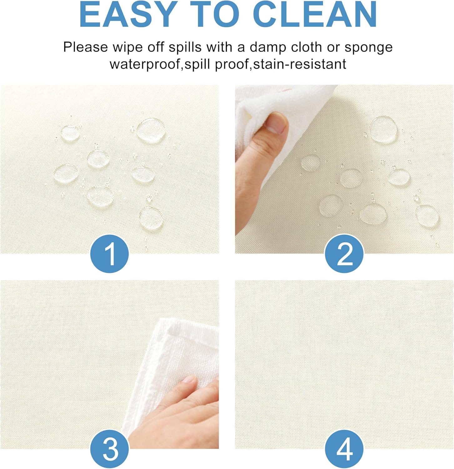 DWCN - Nappe aspect lin - 110x110 cm - lavable, anti-tache, imperméable