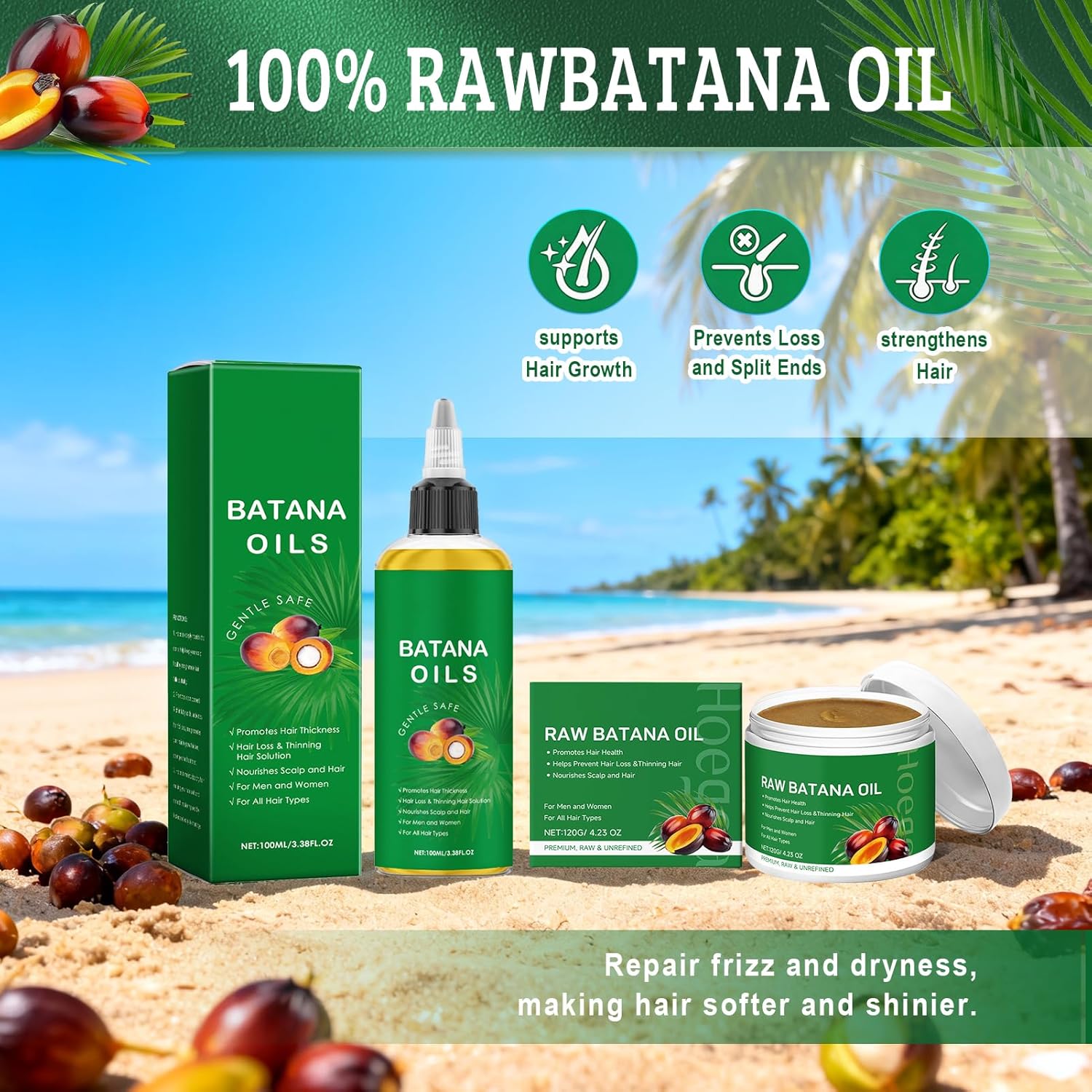 Crème Capillaire - soin à l'huile de Batana - croissance et nutrition cheveux