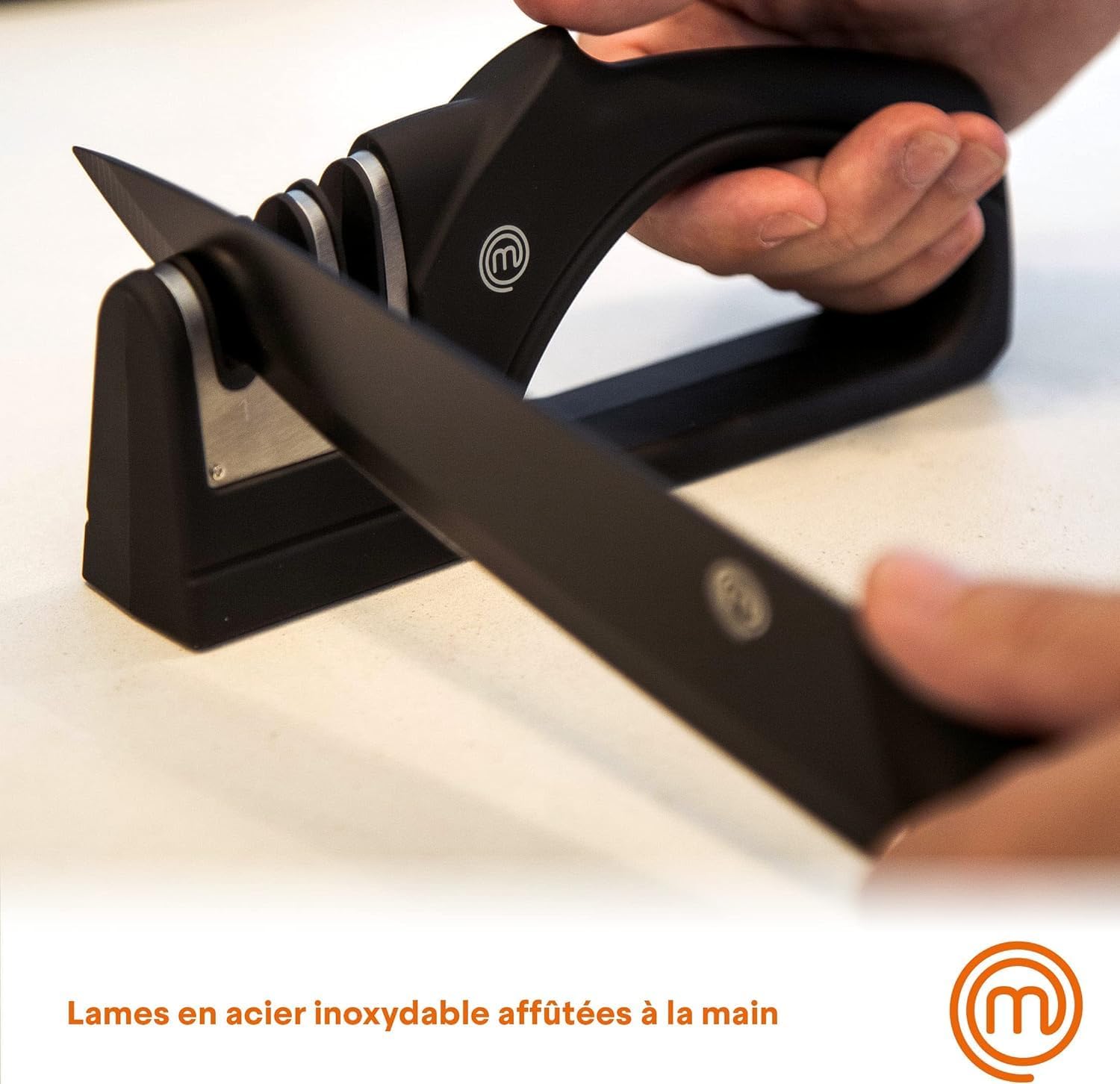 MasterChef - Set couteaux cuisine, 5 pièces, inox, revêtement antiadhésif, manche ergonomique