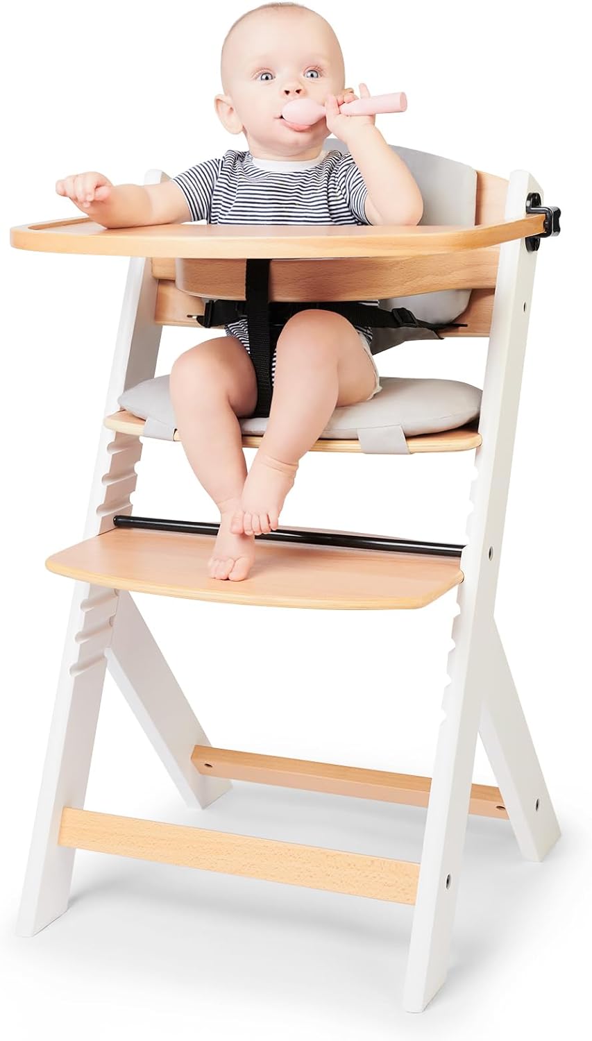 Kinderkraft - ENOCK, chaise haute évolutive bois, réglable, coussin, noir