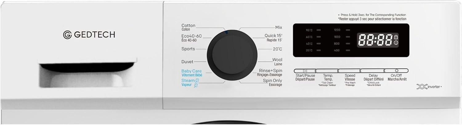 GEDTECH - Lave-linge frontal 7kg 1200tr/min Eco 16 programmes GLL71200WH