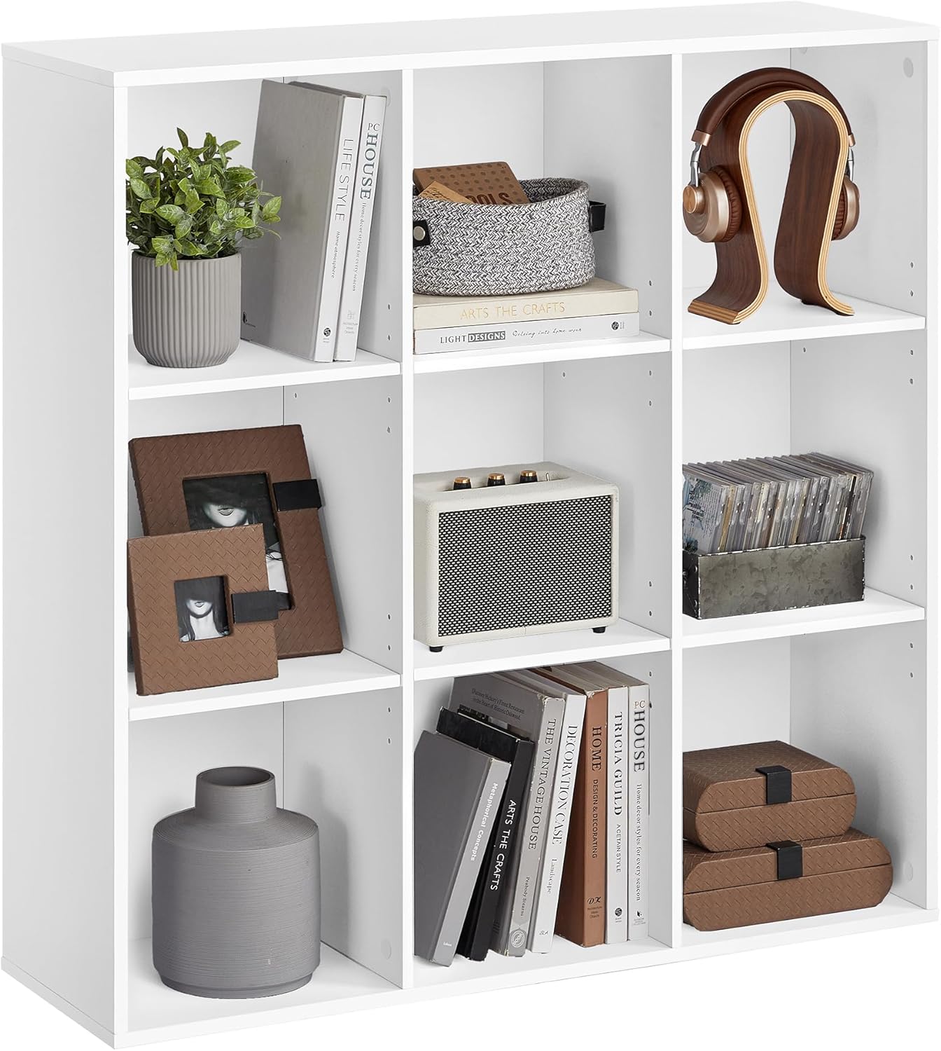 VASAGLE - bibliothèque 9 cases - blanc nuage - 92x30x92 cm - LBC177W01