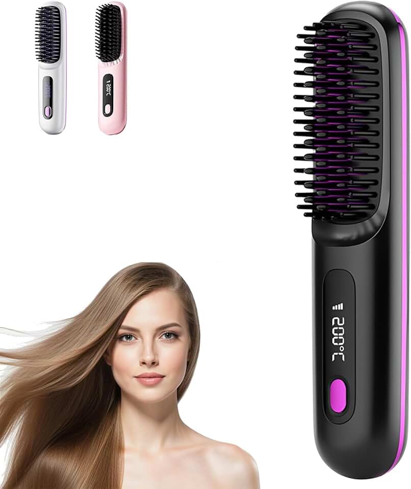 Go Brush Pro - Brosse chauffante rechargeable, design durable, portable