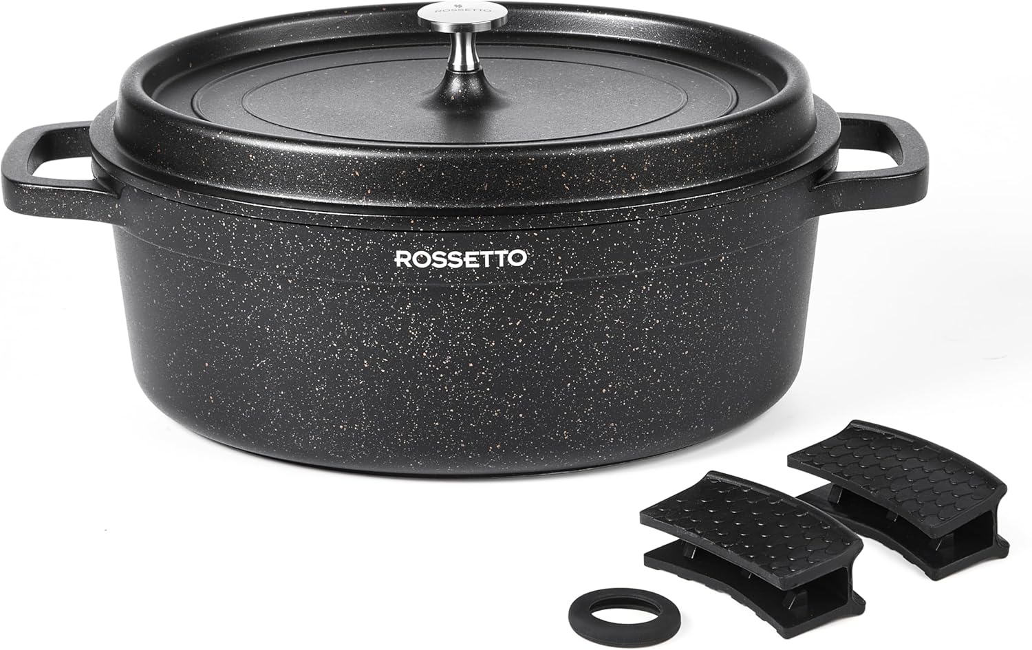 Rossetto - Cocotte en fonte aluminium 38cm - 10,6L, antiadhérent, induction et four, couvercle picots saveurs