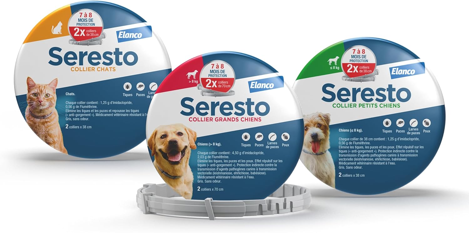 Seresto - Collier Chats - gris - 7 à 8 mois protection puces tiques