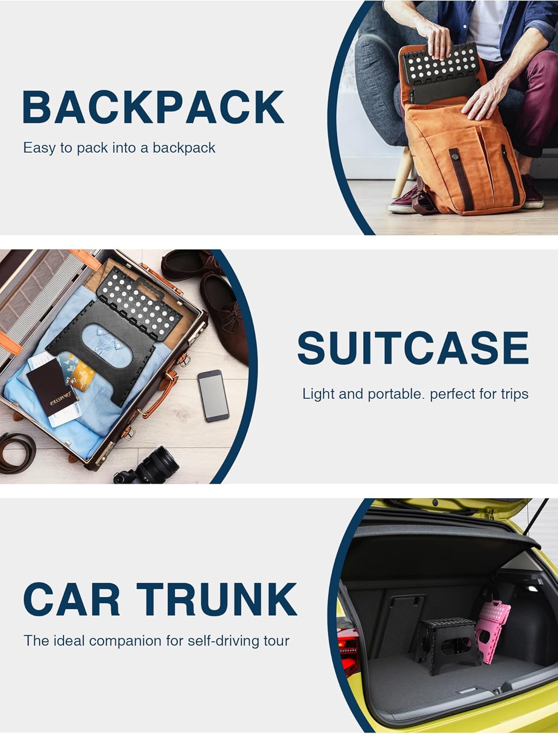 HOUSE DAY - Tabouret pliant 27 cm - 150kg, léger, compact noir