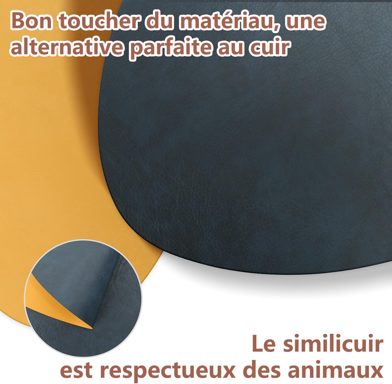 Set de table - lot de 6 ovale 41x33cm - lavable, antidérapant, PU double face