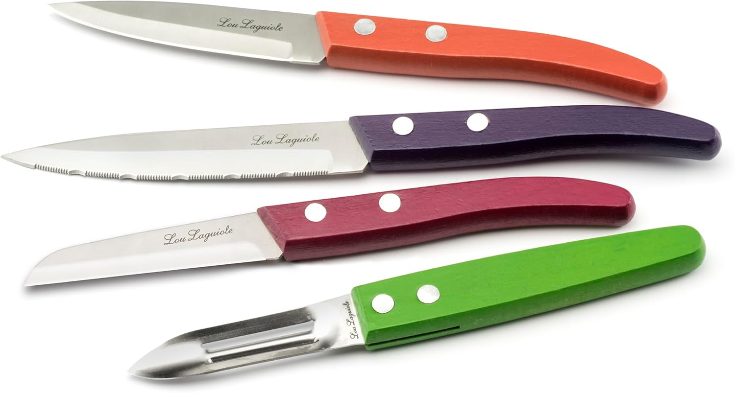 Lou Laguiole - Forest - Set 4 petits couteaux inox bois teinté, finition satinée