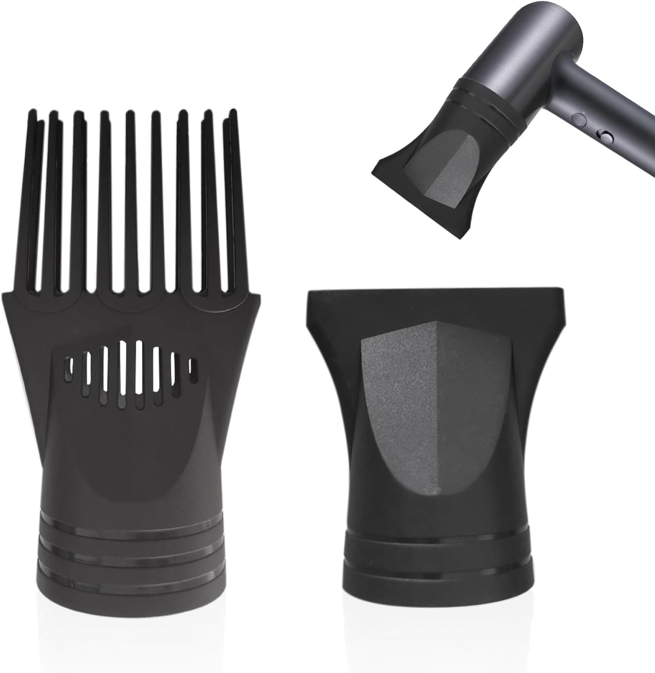 Embout sèche-cheveux universel - 2 pièces, diffuseur & peigne, adaptabilité large