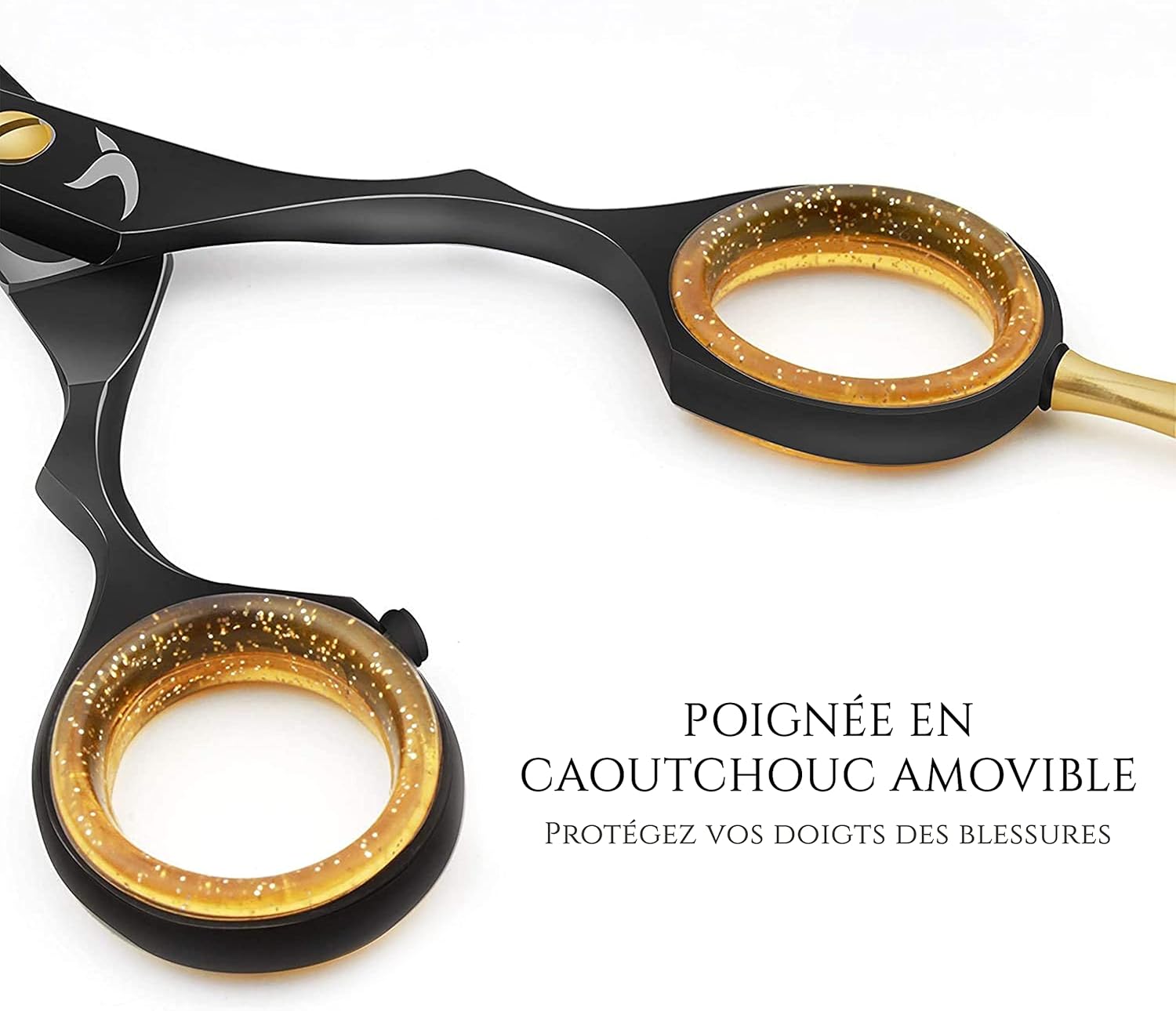 Candure - Ciseaux de coiffure Salon Pro - 5,5 pouces - Lames noires, coupe précise