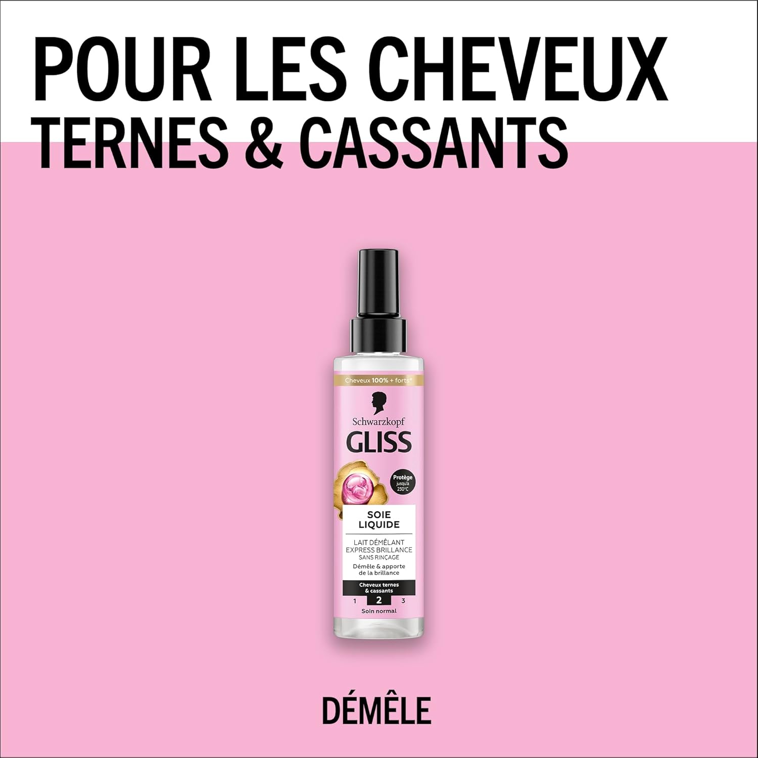 Schwarzkopf - Gliss Soie Liquide - 200ml - lait démêlant brillance, protège 230°C, sans rinçage