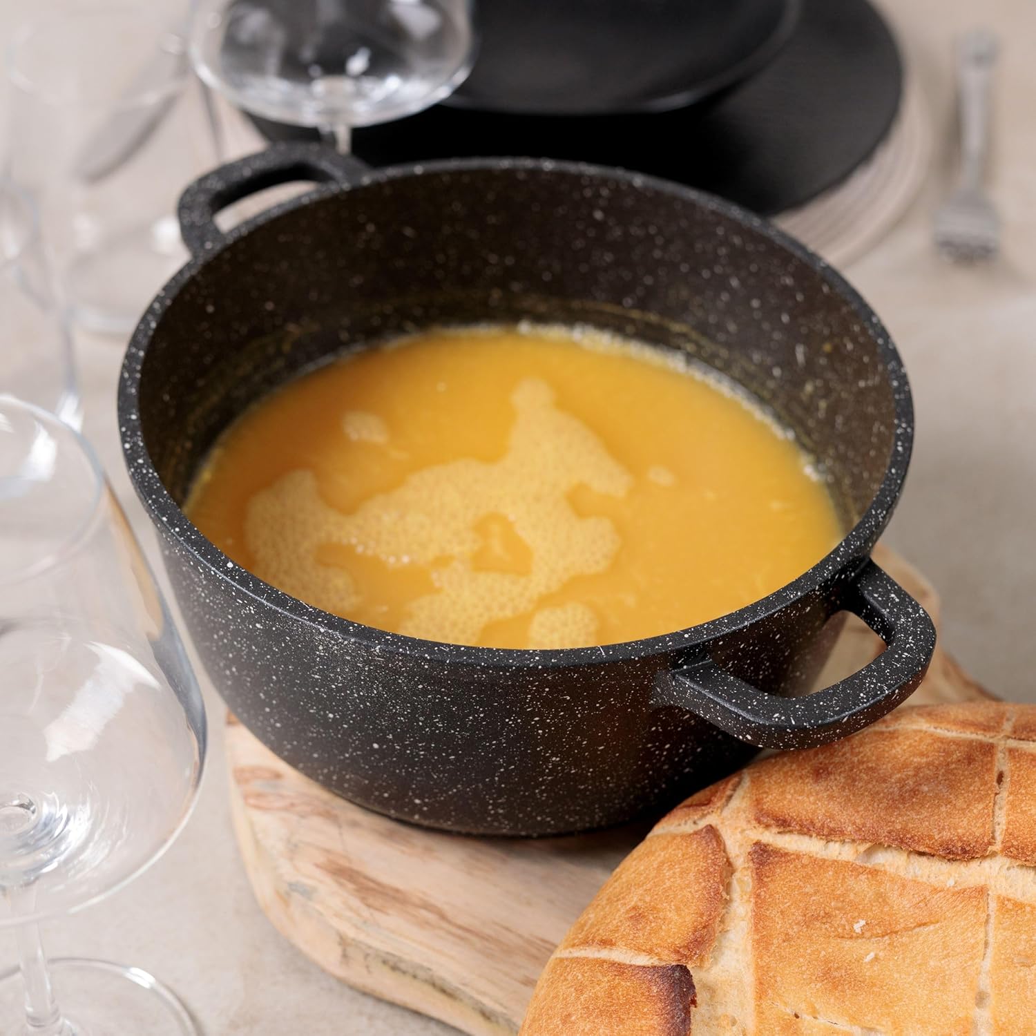 Kamberg - faitout série fonte aluminium 28 cm - revêtement pierre, induction, couvercle verre, sans PFOA - 0008033