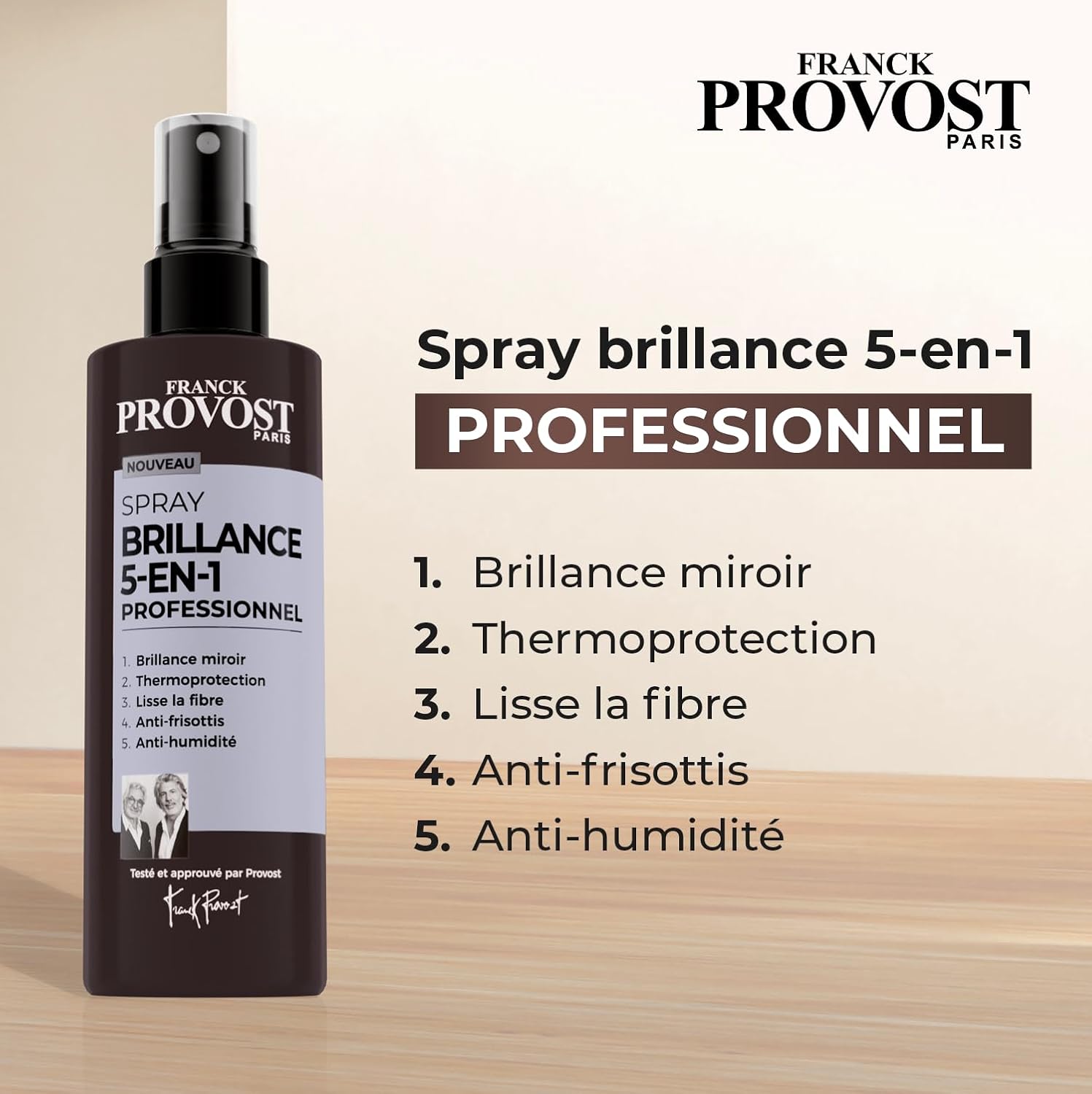 Franck Provost - Spray 200ml - brillance 5-en-1, thermoprotecteur, anti-frisottis