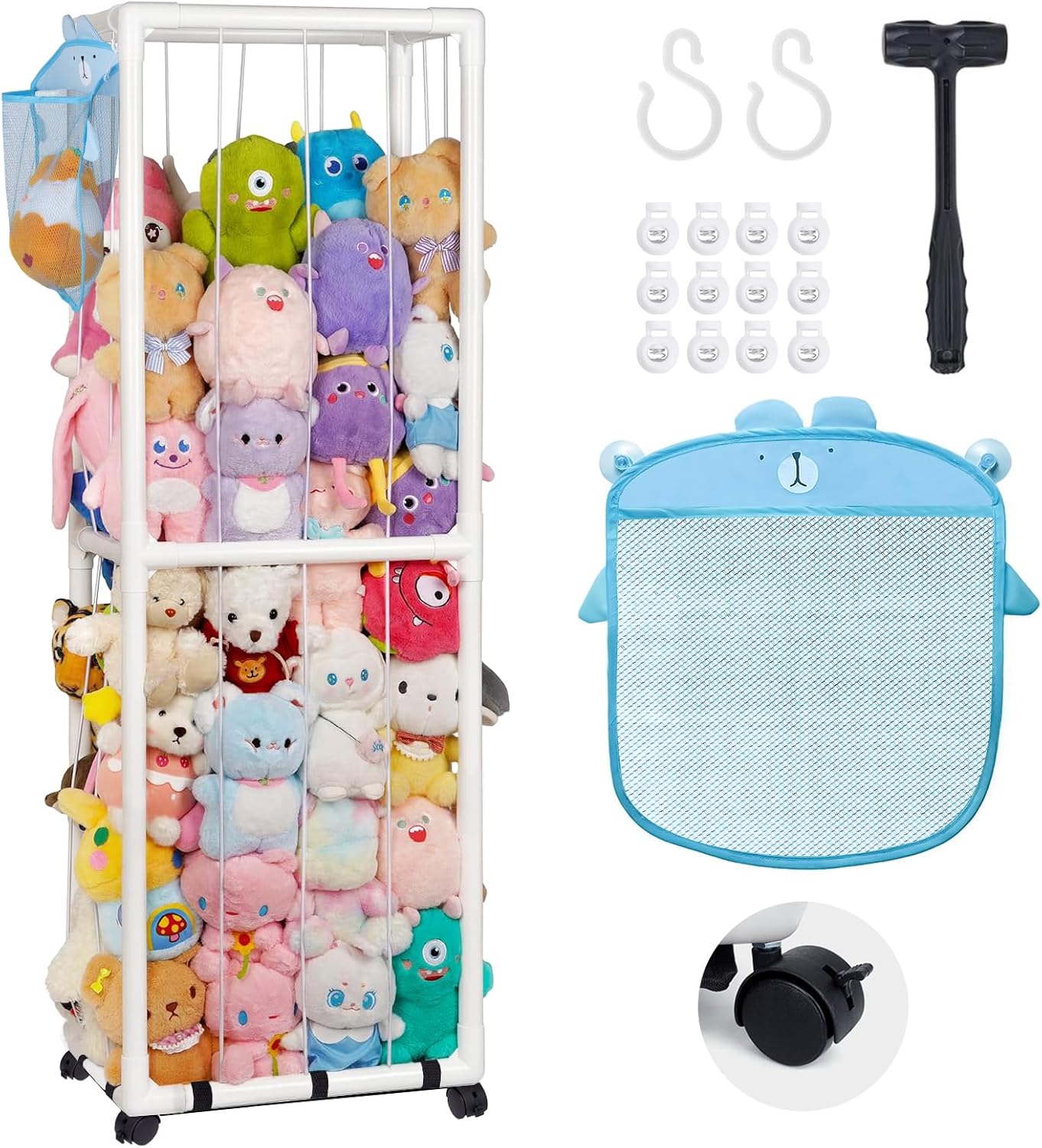 Rangement peluche - coffre à jouets roulettes grande capacité - adapté chambre et salon