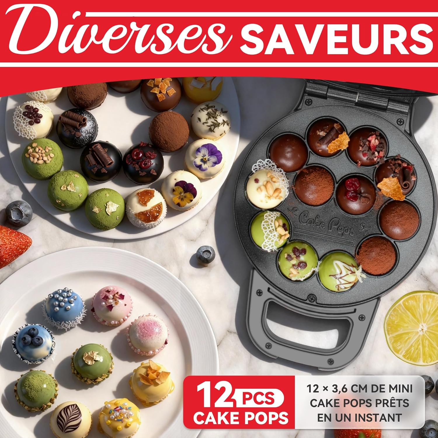 Flip - Cake Pop Maker - 12 x 1,4 cm - céramique, pinceau et recette