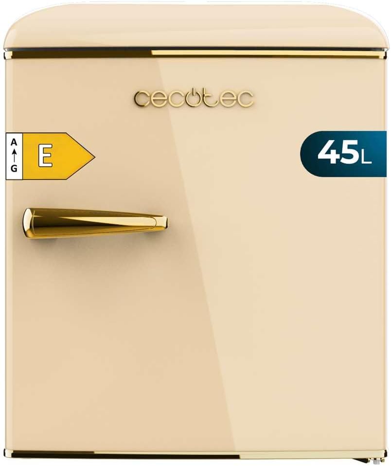 Cecotec - Mini Frigo Bolero CoolMarket TT - 55x44,7cm - Classe E, bac à glace, poignée chromée, beige