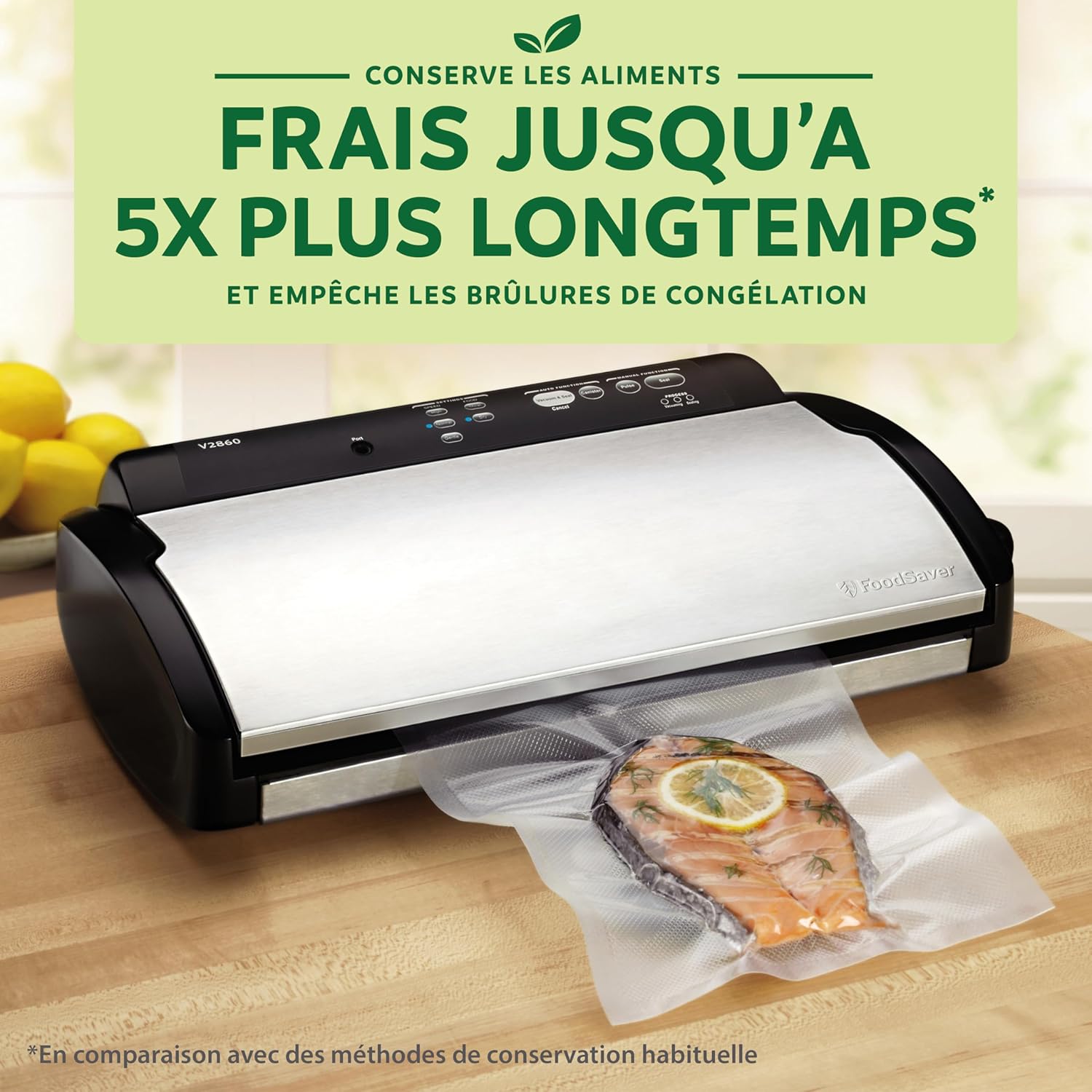FoodSaver - machine sous vide V2860-I, argent, 3 vitesses, rangement rouleau