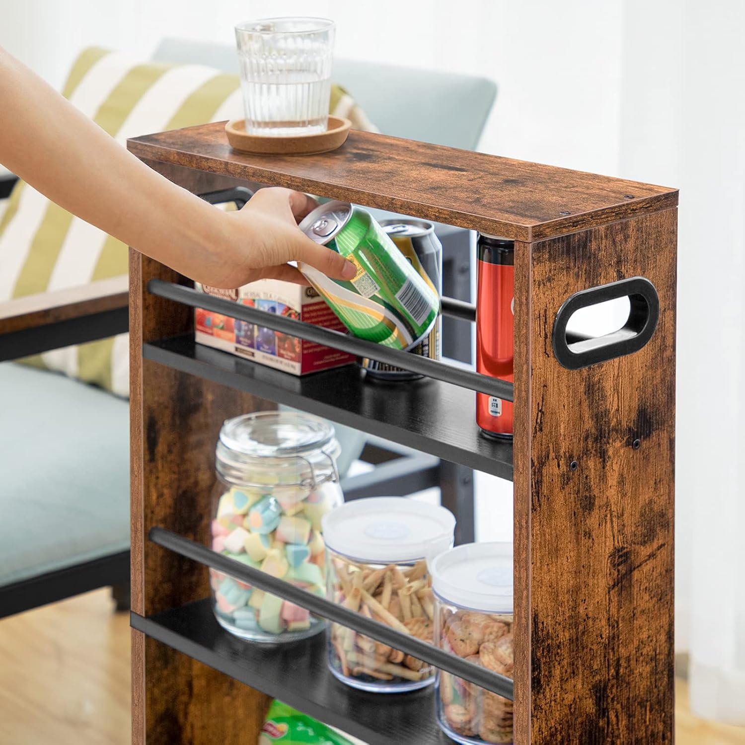 HOOBRO - desserte 4 niveaux, poignée, freins, bords relevés, EBF15TC01