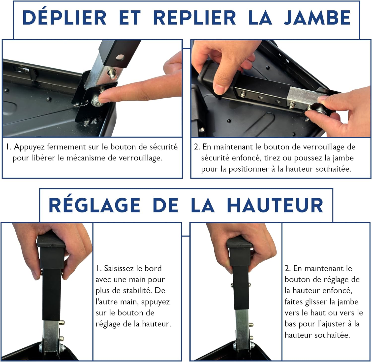 BONTEC - marchepied pliable 3 marches - 150kg - pieds caoutchouc, antidérapant
