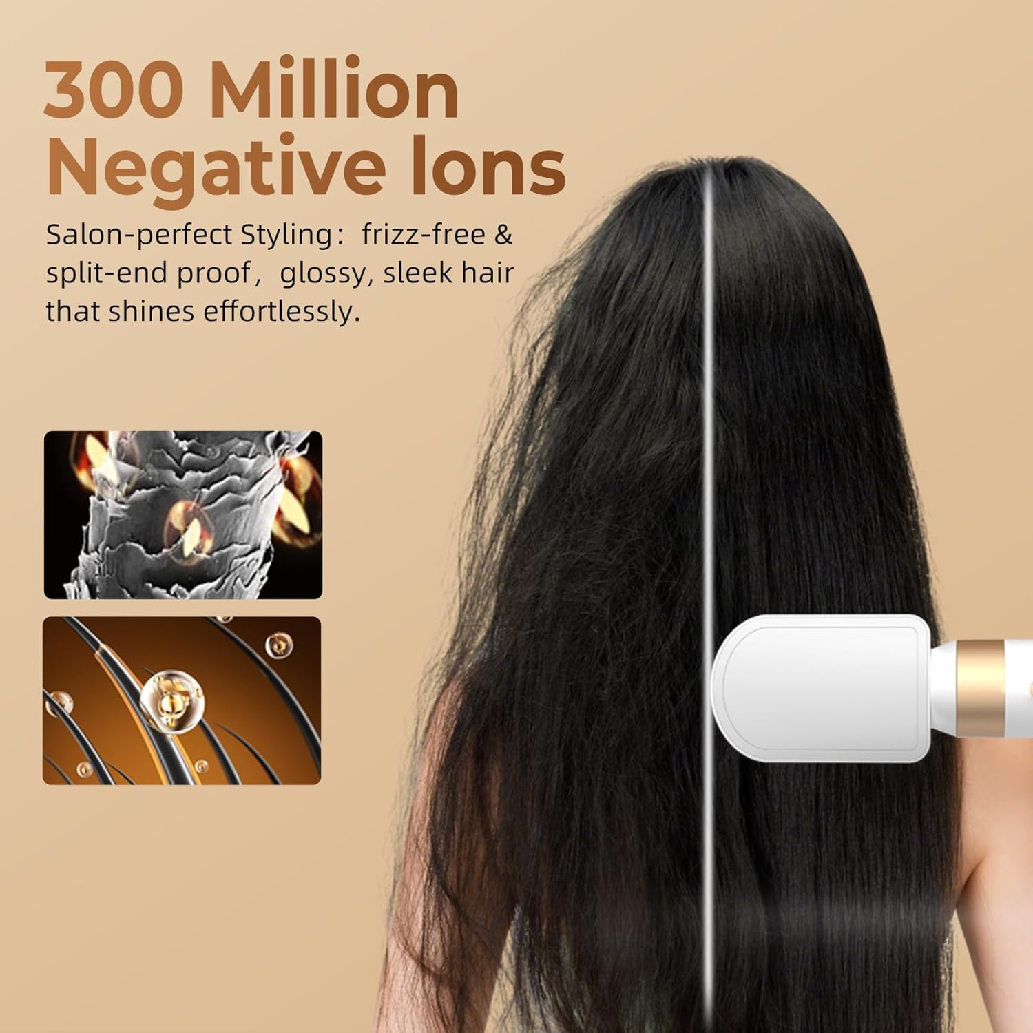 UKLISS - Sèche-cheveux 7 en 1 - design compact - brushing, boucle, lisse