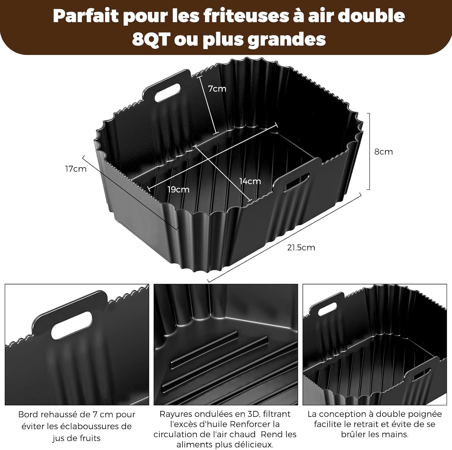 Moule silicone air fryer - compatible Ninja Double XL - réutilisable - lot de 2 - SL400EU
