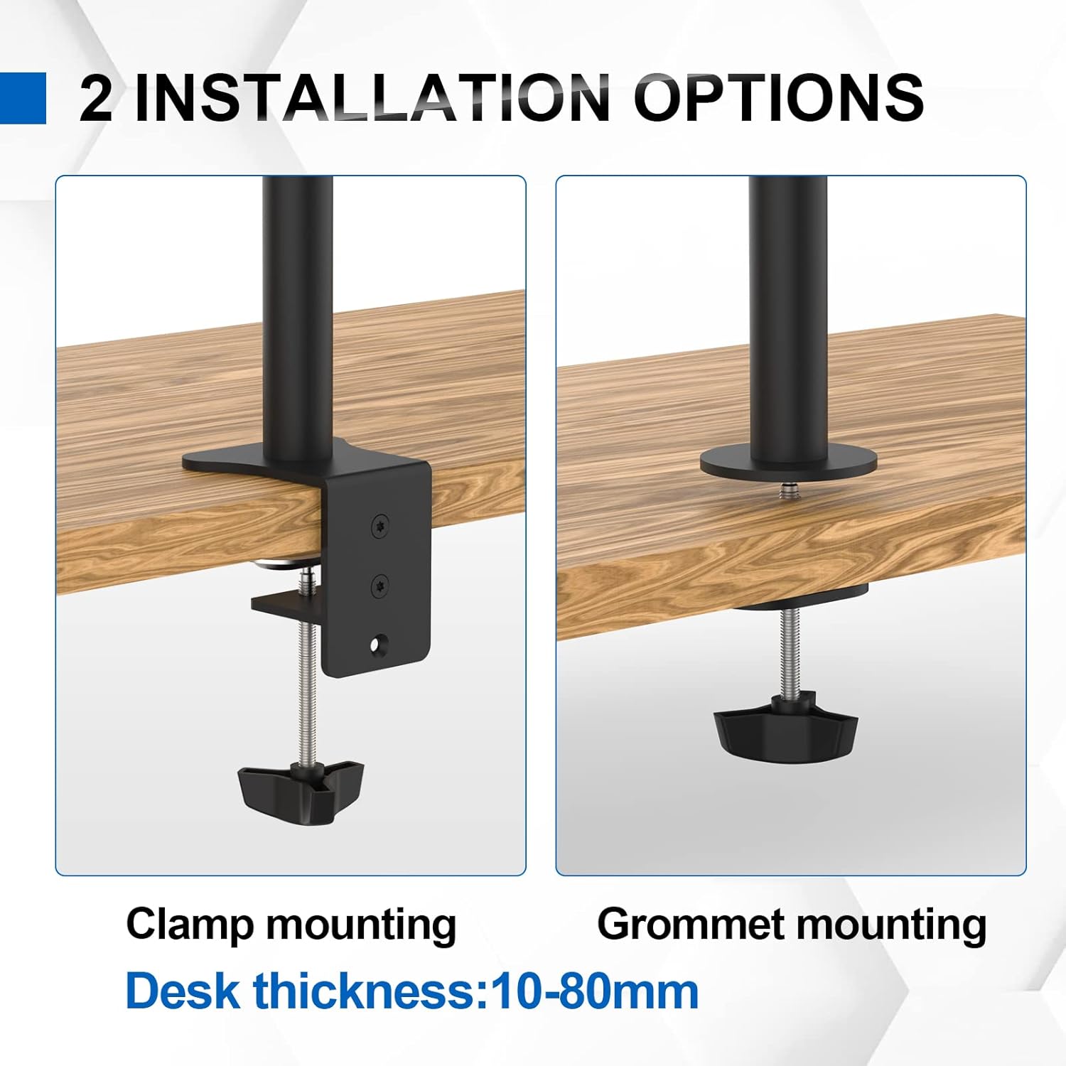 GRIFEMA - support écran double avec plateau - VESA 75x75/100x100, 360° pivotant, hauteur réglable, 10kg max