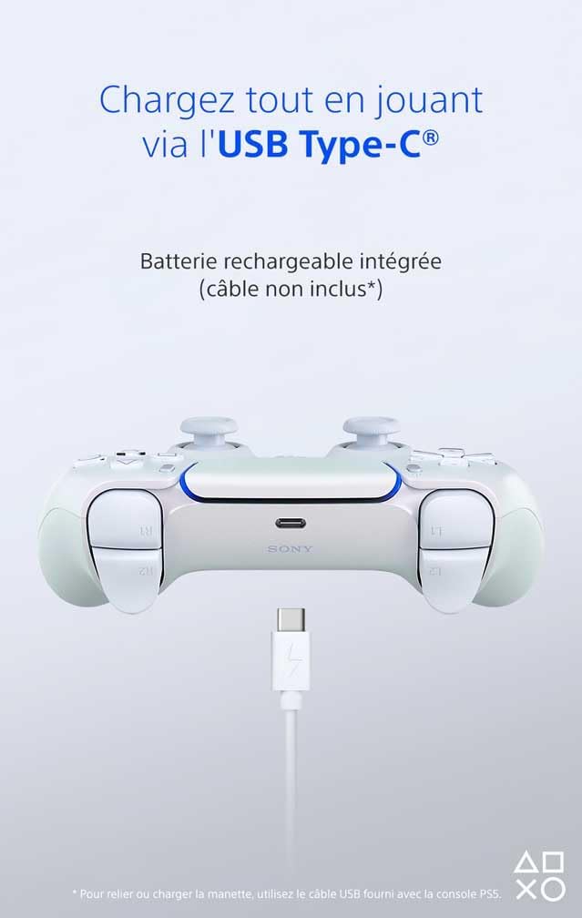 Sony - Manette DualSense PS5 - sans fil, retour haptique, micro intégré, Chroma Pearl