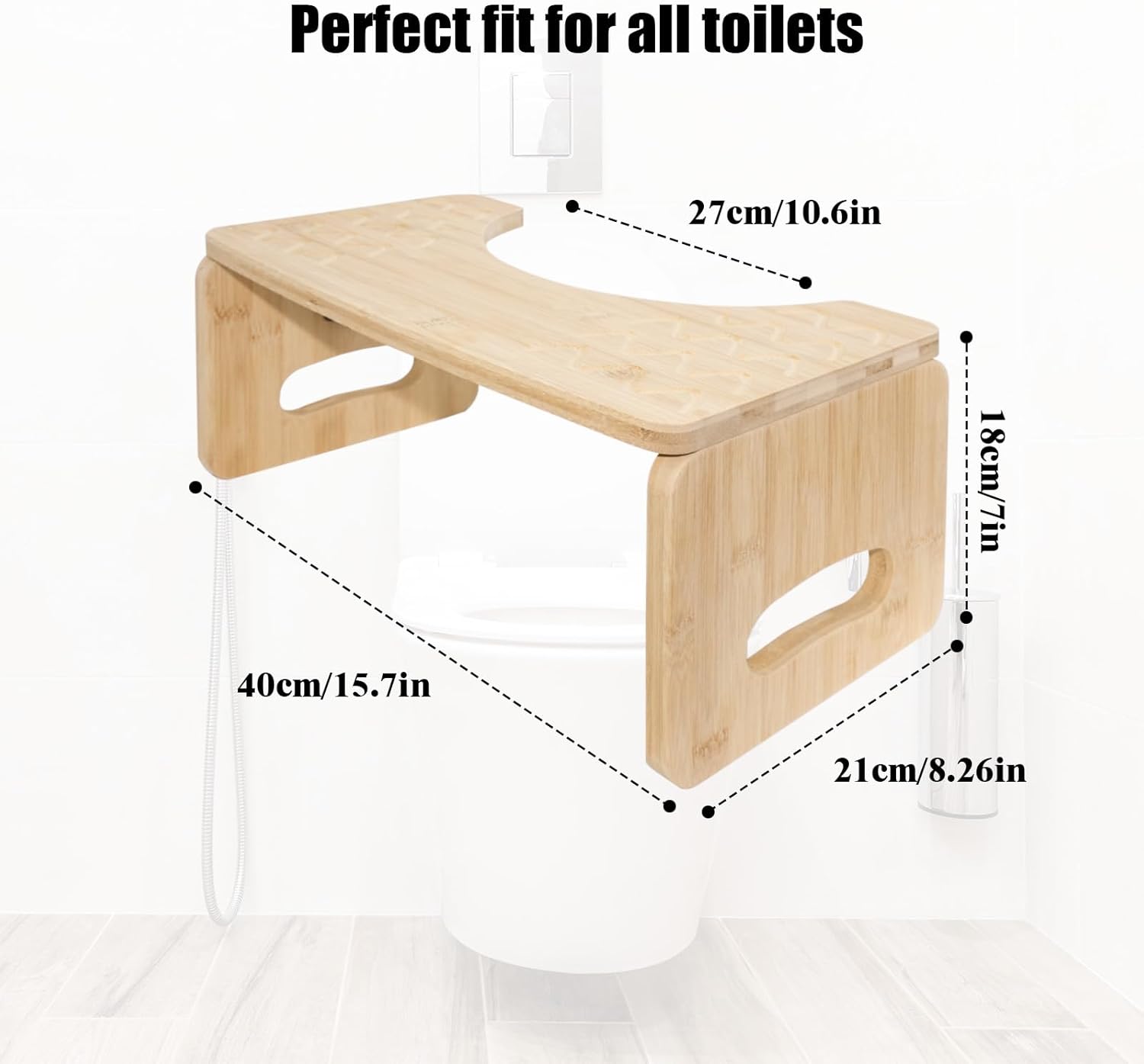 Tabouret toilette pliable - forme C bambou, ergonomique, anti-constipation, portable, pour adultes et enfants