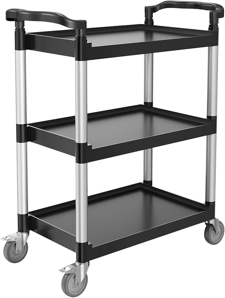 VEVOR - Chariot de service à 3 niveaux, 880x410x990mm, roulettes pivotantes