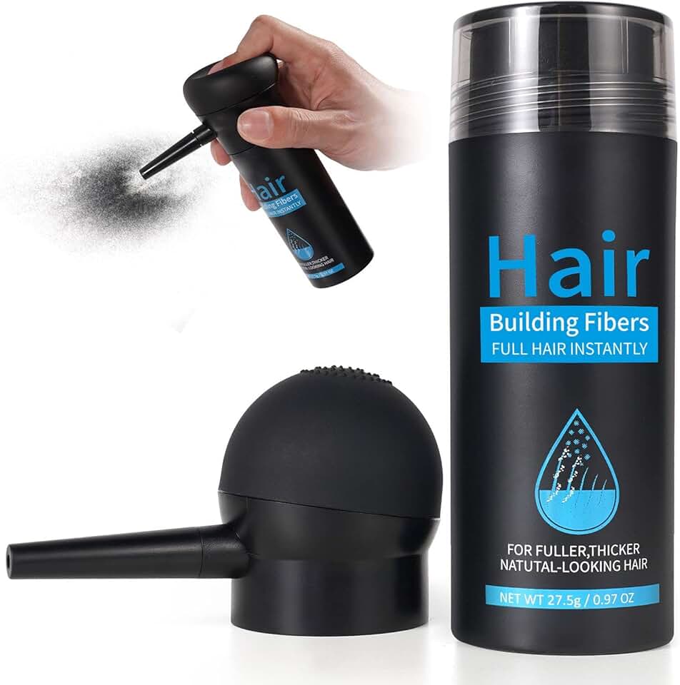 Fibres capillaires spray, correcteur cheveux fins, 2 pièces, noir