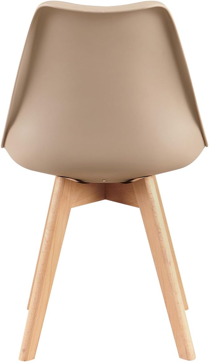 EGGREE - lot de 8 chaises scandinaves - bois hêtre - assise rembourrée, kaki clair