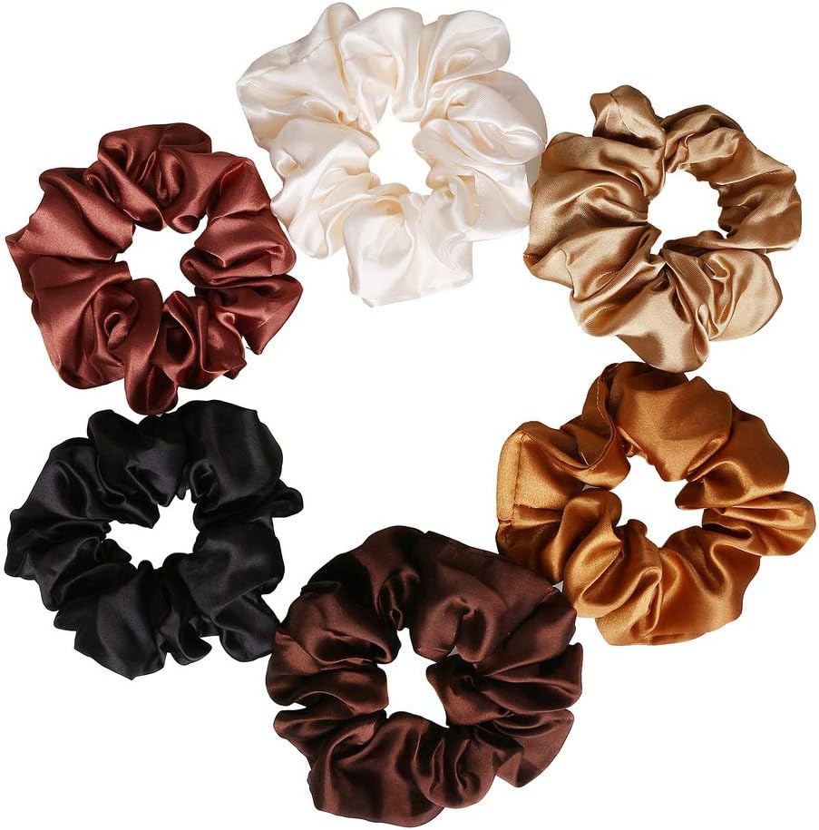 Chouchous cheveux - lot de 12 - satin coloré, élastiques doux
