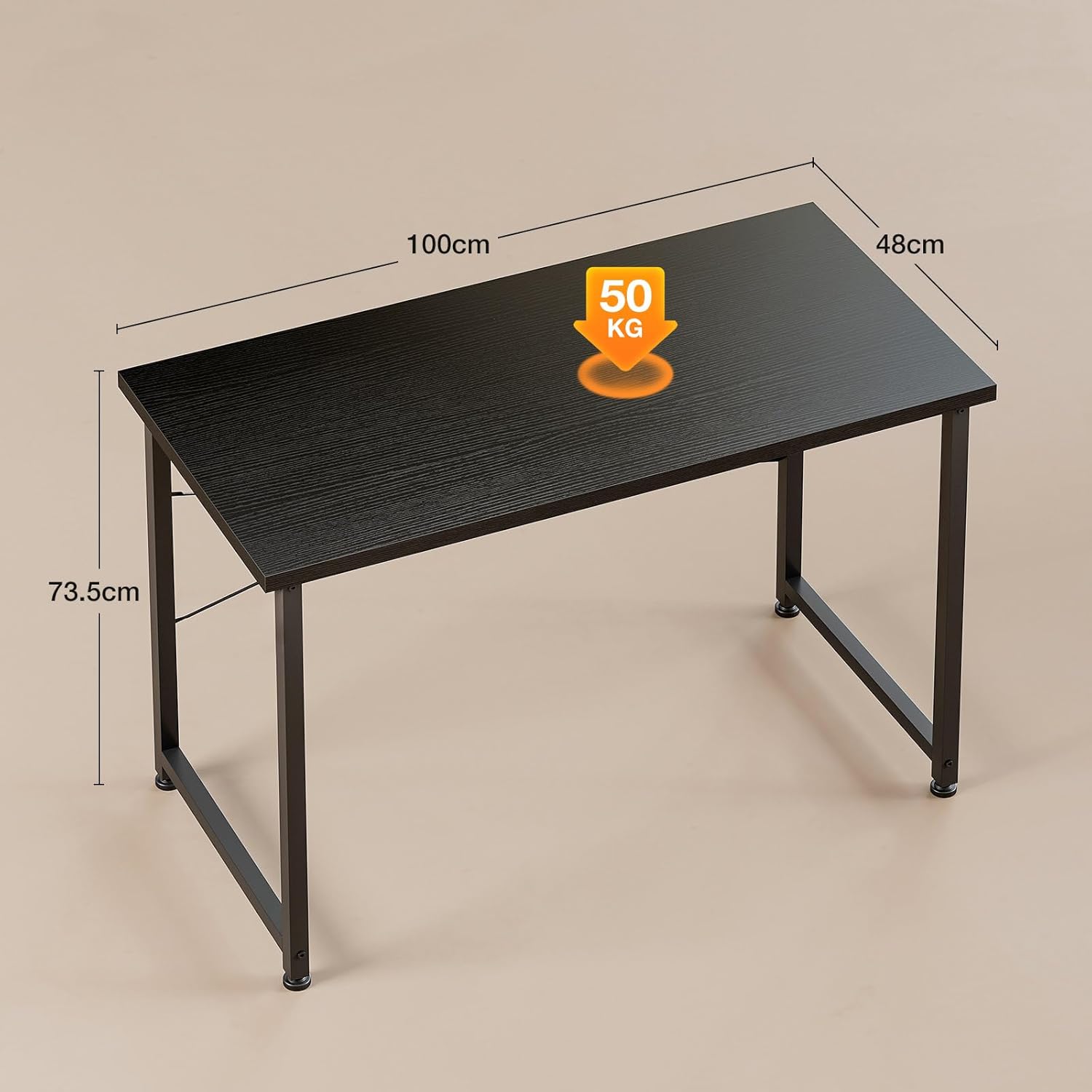 ODK - Bureau informatique compact - 100x48cm - Table d'étude noire