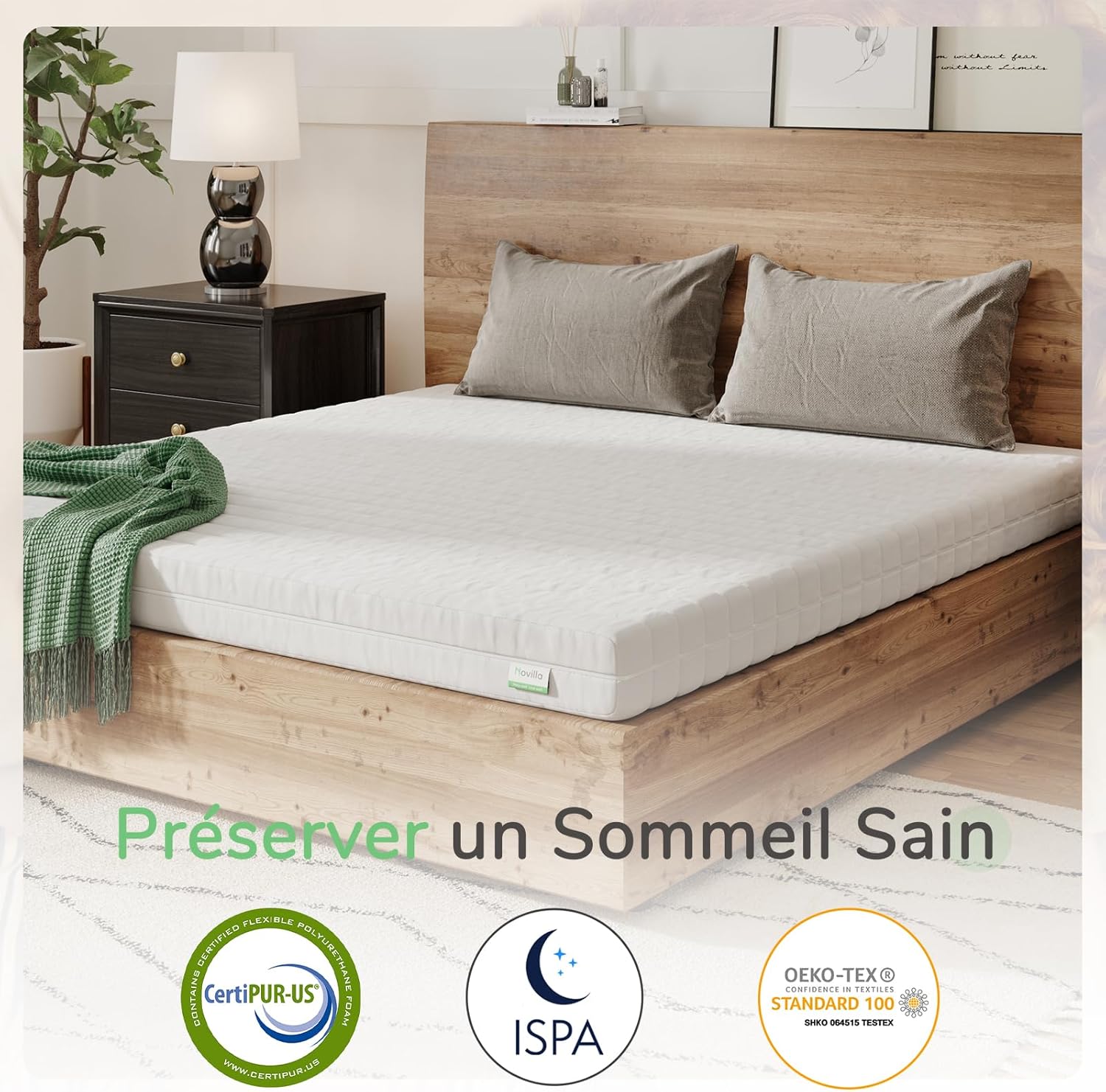 Novilla - Matelas mousse 7 zones 90x200 réversible respirant 16cm