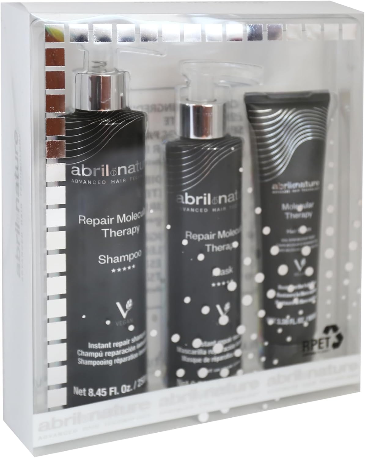 abril et nature - Molecular Therapy - 550ml - Shampooing, masque, sérum réparateurs pour cheveux abîmés