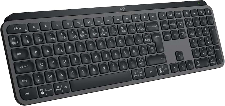 Logitech - MX Keys S - clavier plat AZERTY rétroéclairé, USB-C, Bluetooth