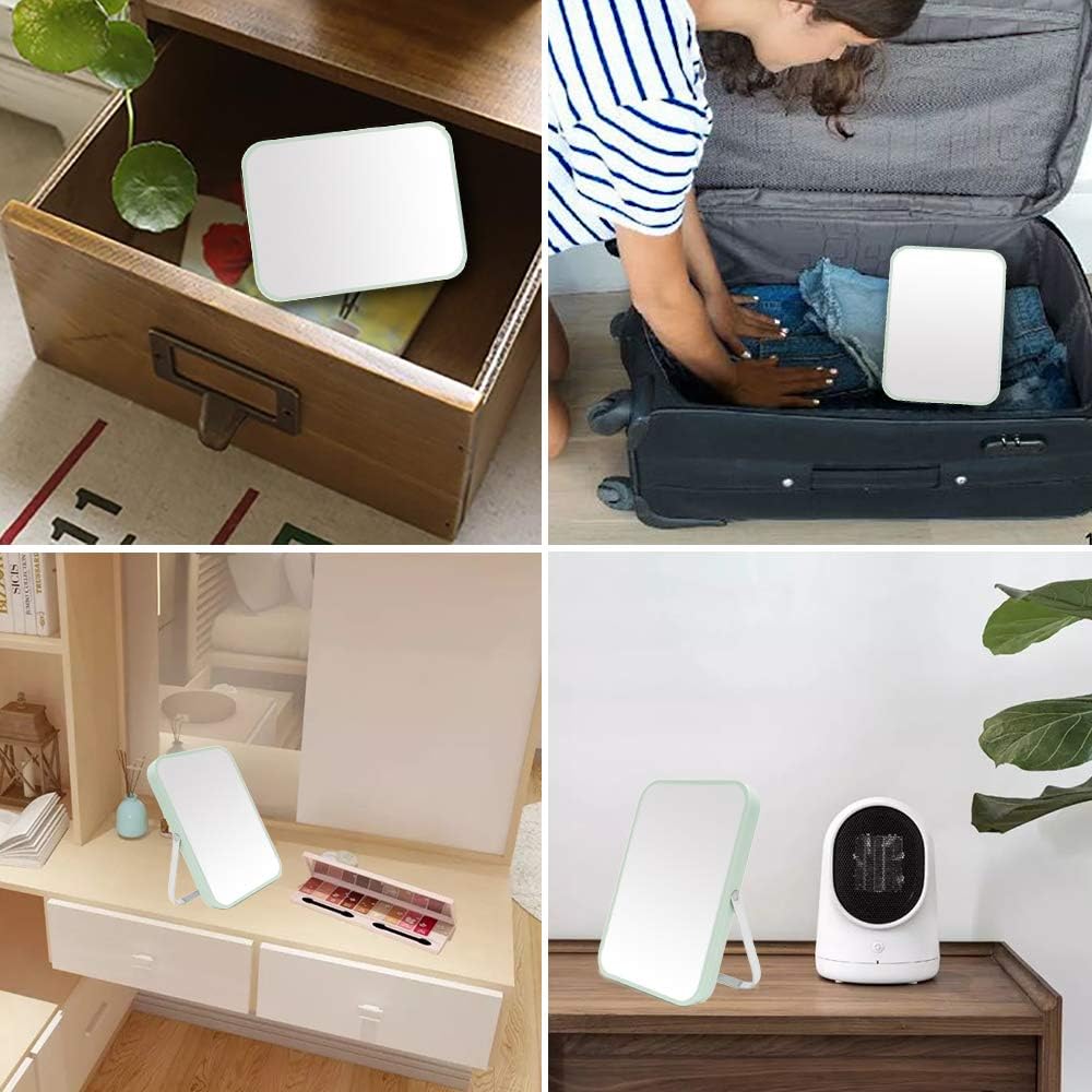 YEAKE - miroir de maquillage portable - 20,3 cm - pliable, support métal, réglable 90°