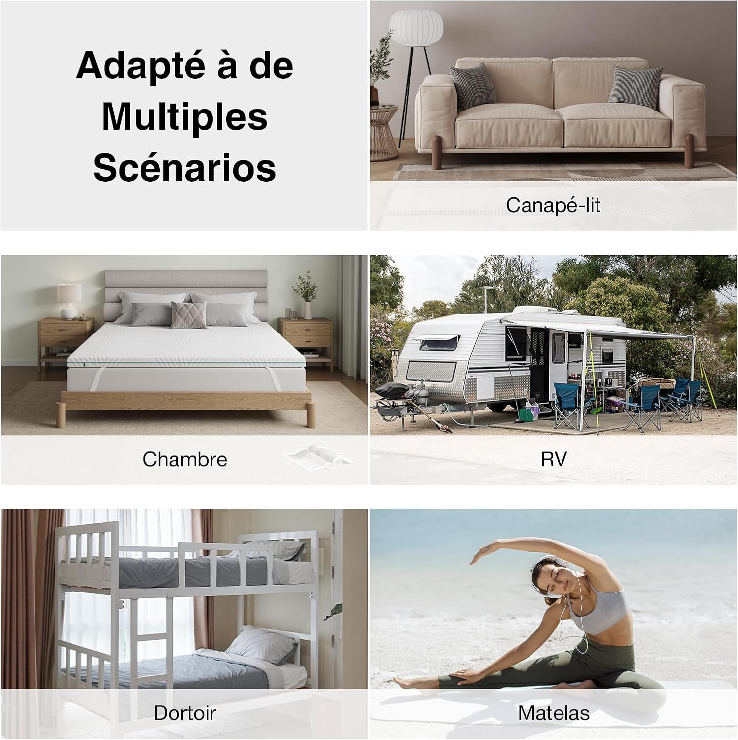 Novilla - Surmatelas Série Mémoire de Forme - 140x200 cm - 7,5 cm, housse lavable, antidérapant