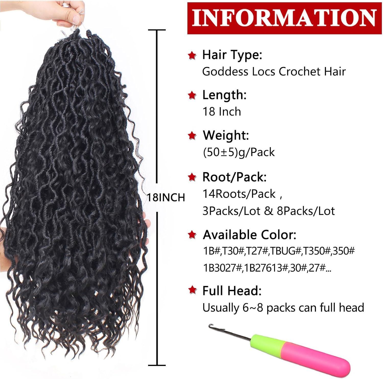 Xtrend - River Faux Locs - 18 pouces - 7 packs tresses synthétiques ondulées 16 mèches 1B#