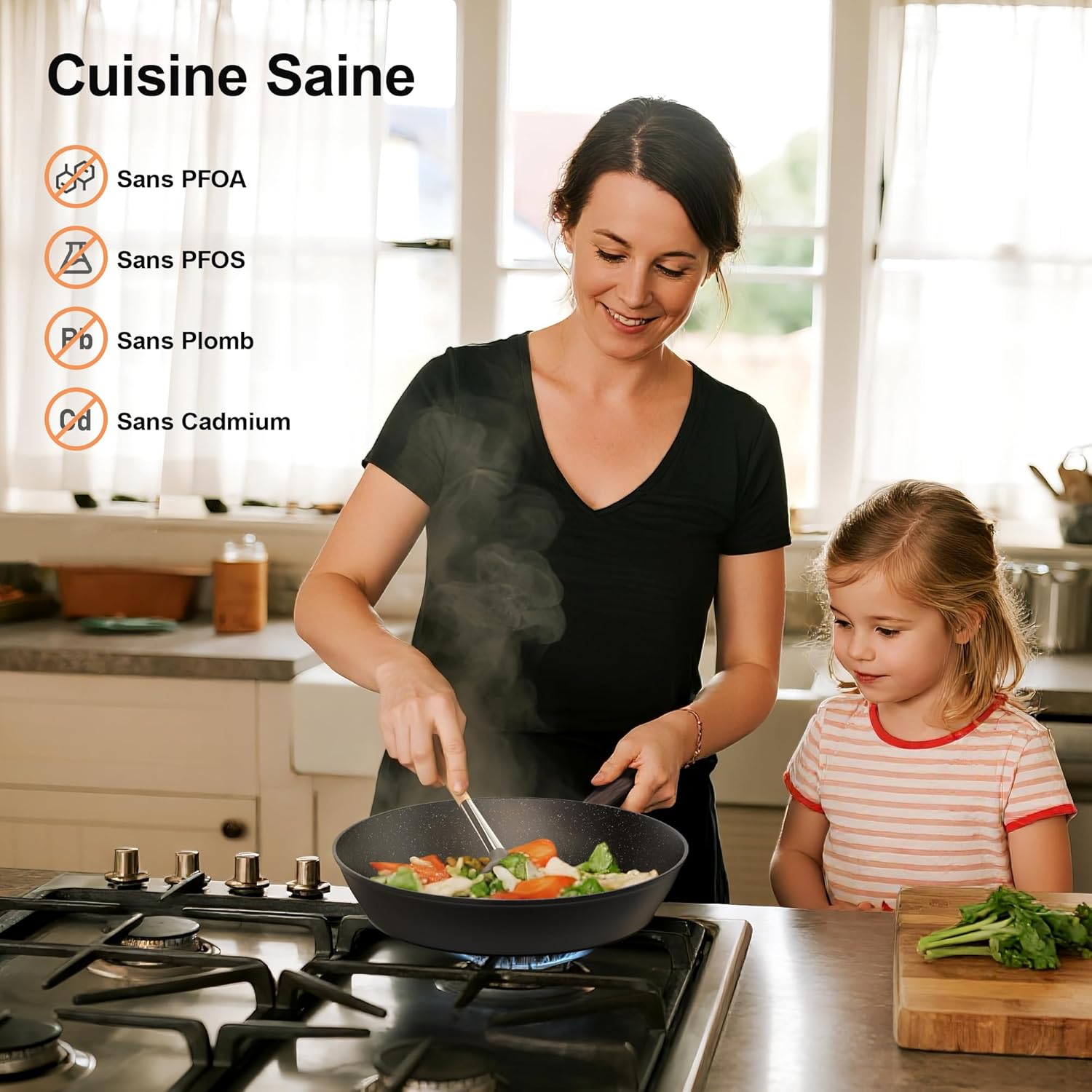 Topbooc - Batterie de cuisine induction 11 pièces - antiadhésif, tous feux, sans PFOA/PFOS, 20-28 cm