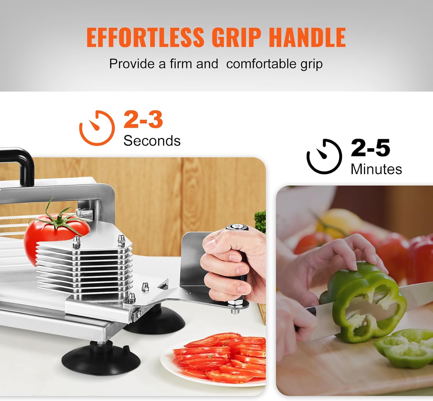 VEVOR - Coupe-tomates - 4,8 mm - Acier inoxydable, pieds antidérapants