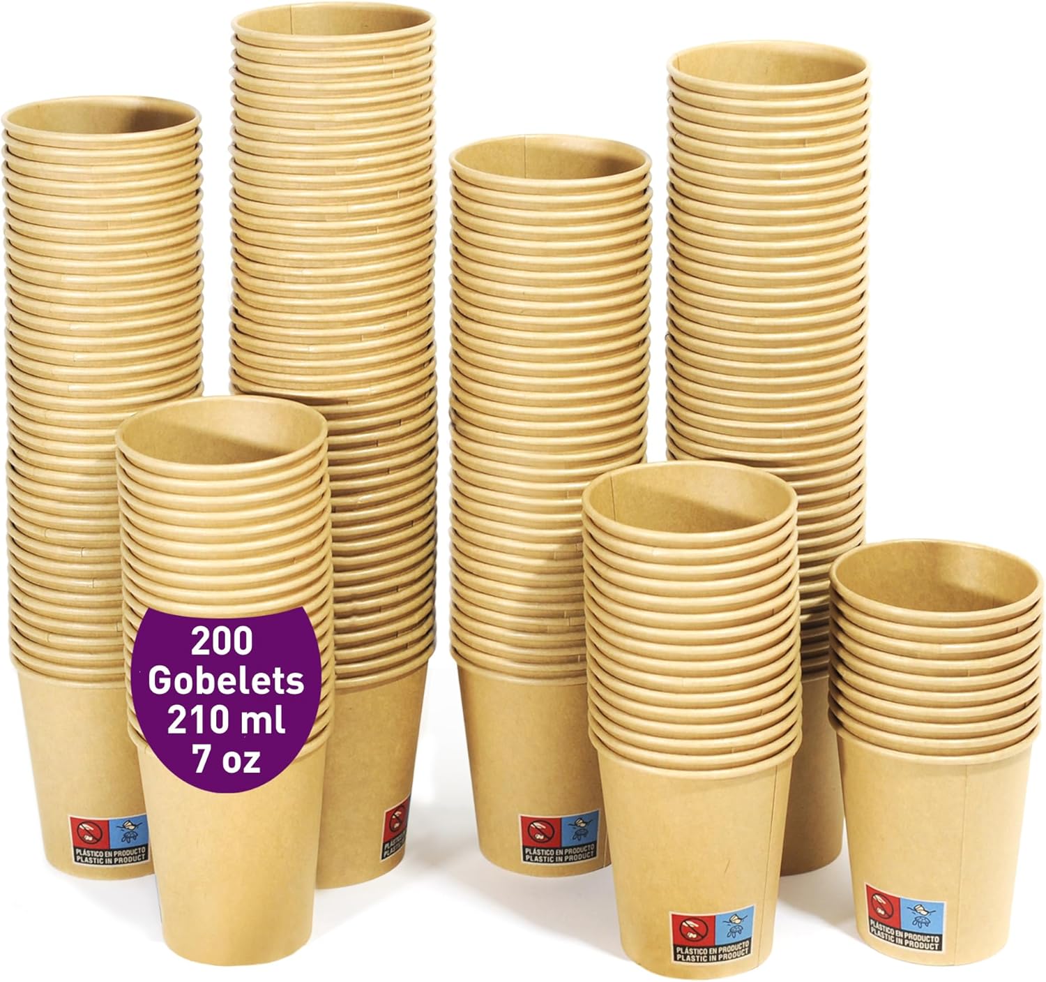 Gobelets jetables en carton kraft - 210 ml - résistants, étanches