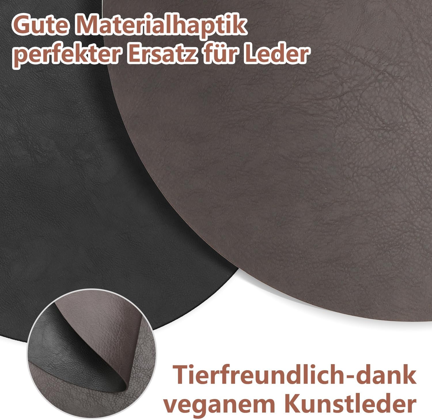 Set de table - rond double-face 36x36cm - lavable, antidérapant, lot de 4