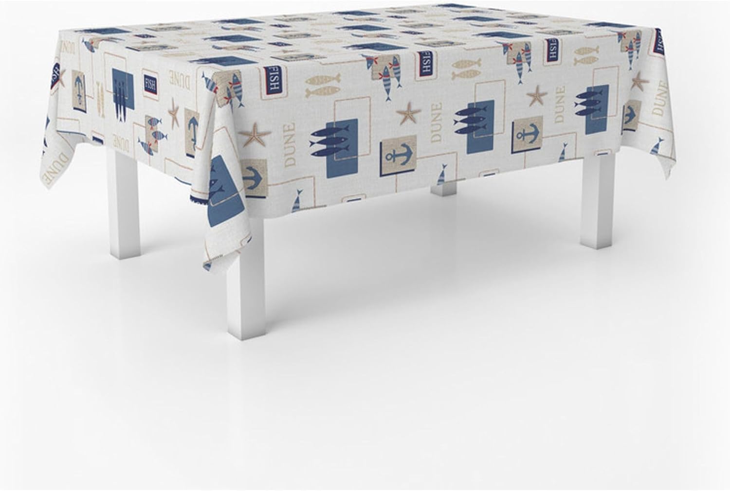 Nappe en toile cirée - rectangulaire - 220x140 cm - anti-taches, imperméable, bleu