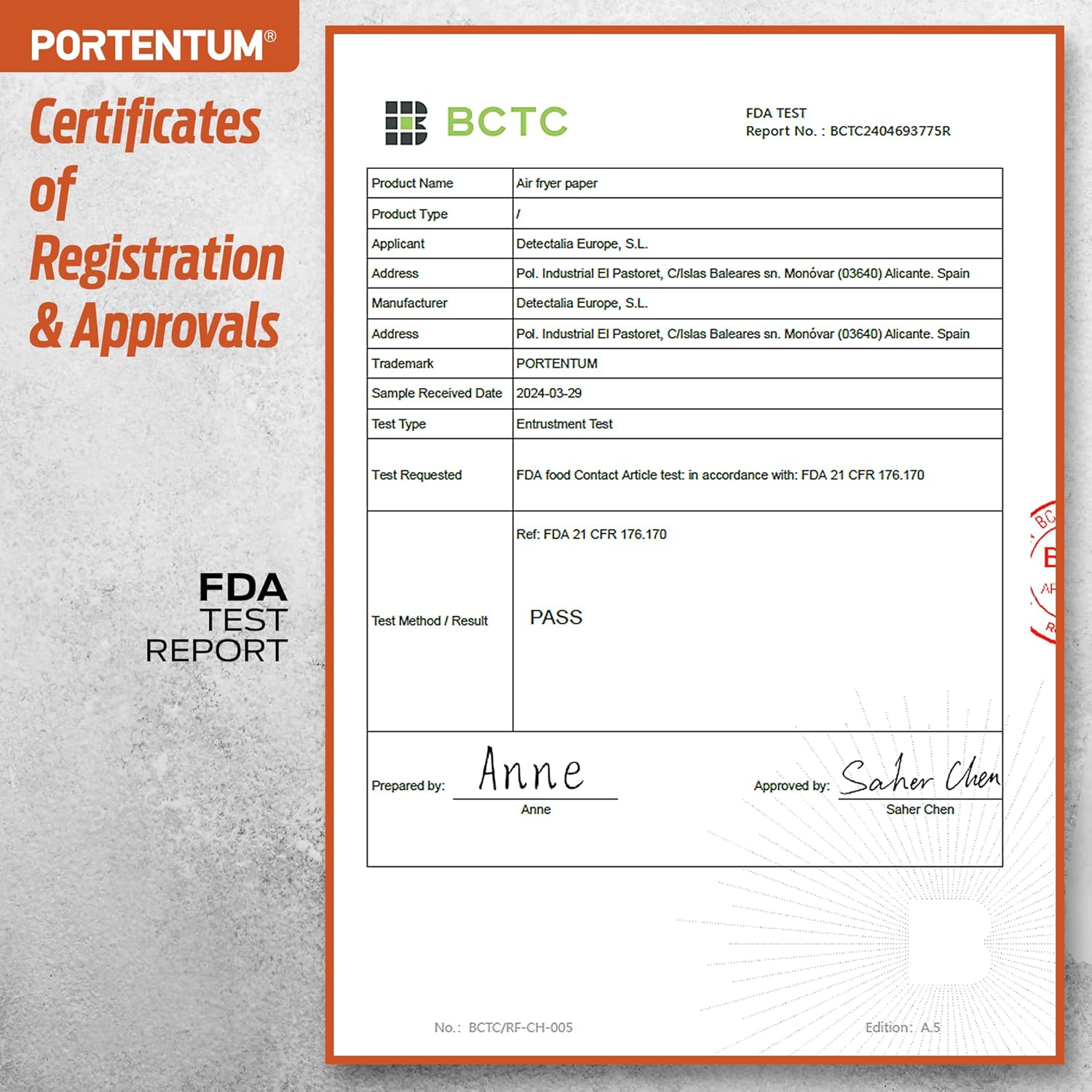 PORTENTUM - papier cuisson friteuse double - 22x14cm - 100 pièces, sans BPA, rectangulaire, compatible Ninja Foodi Dual 