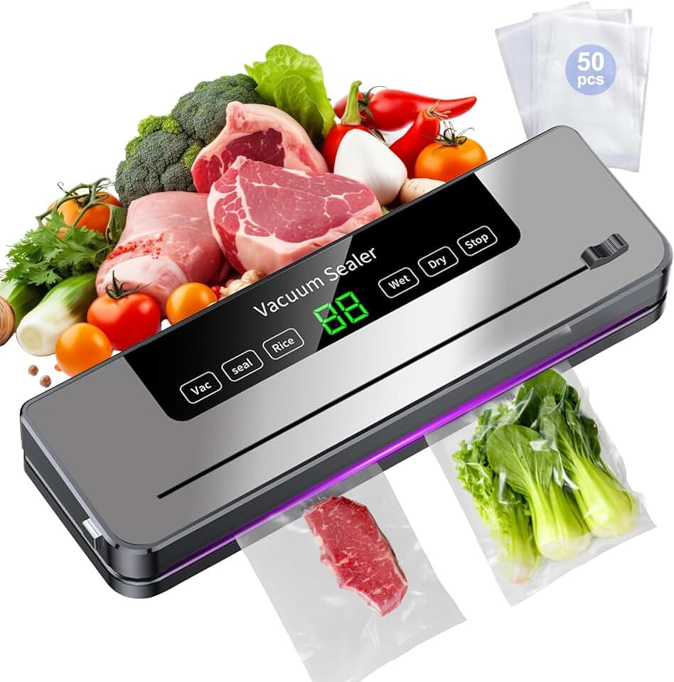 Machine sous vide alimentaire - 5 en 1 - avec 50 sacs - modes humide/sec, multifonction