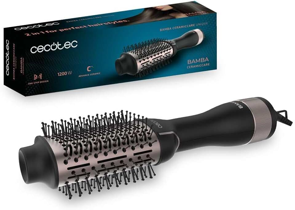 Cecotec - Bamba CeramicCare Unique - sèche-cheveux 2 en 1, 1200W, céramique, 2 vitesses, 3 températures, air froid