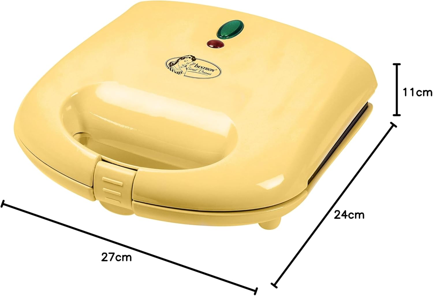 Bestron - Gaufrier rétro - 700W, anti-adhésif, jaune - Bruxelles