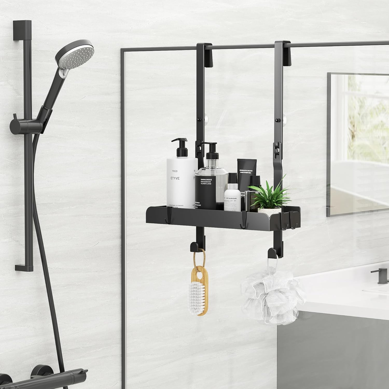 Étagère de douche - suspendue sans perçage, 31,2x10,5cm, 4 crochets